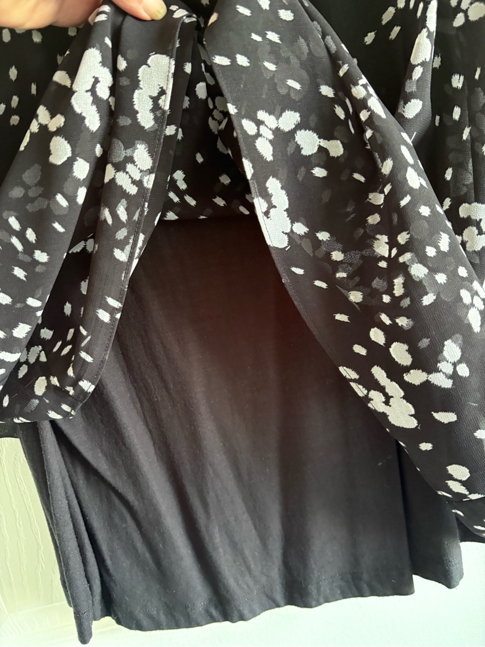 CAbi Navy & White Sheer Spot Print Short Sleeve Blouse - Picture 4 of 4